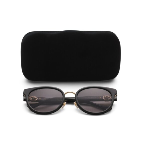 GUCCI Black/black-grey 56mm Round Sunglasses